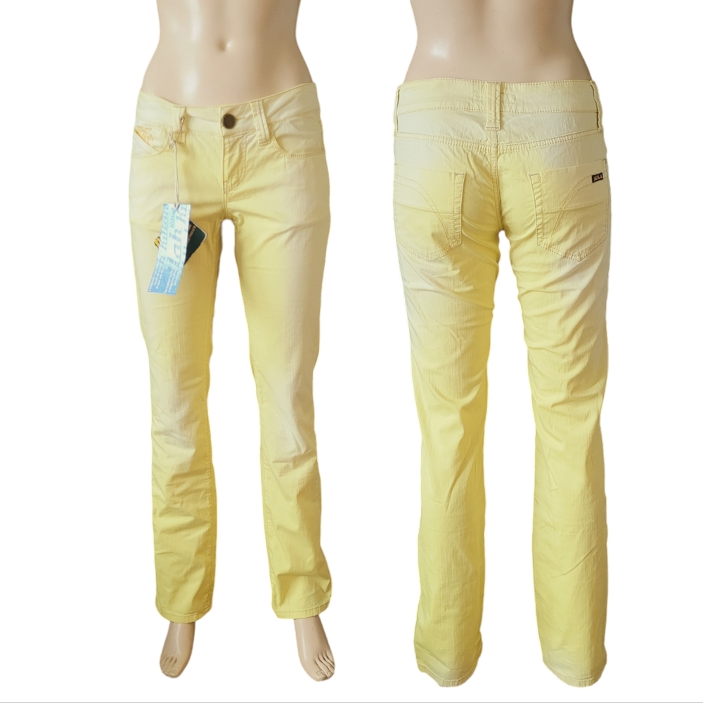 NWT Y2K Killah Super Low Rise Straight Leg Jeans Light yellow size 28